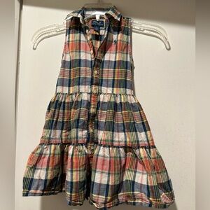 Polo Ralph Lauren Toddler Multicolor Cotton w Madras Plaid Shirt Dress Size 4